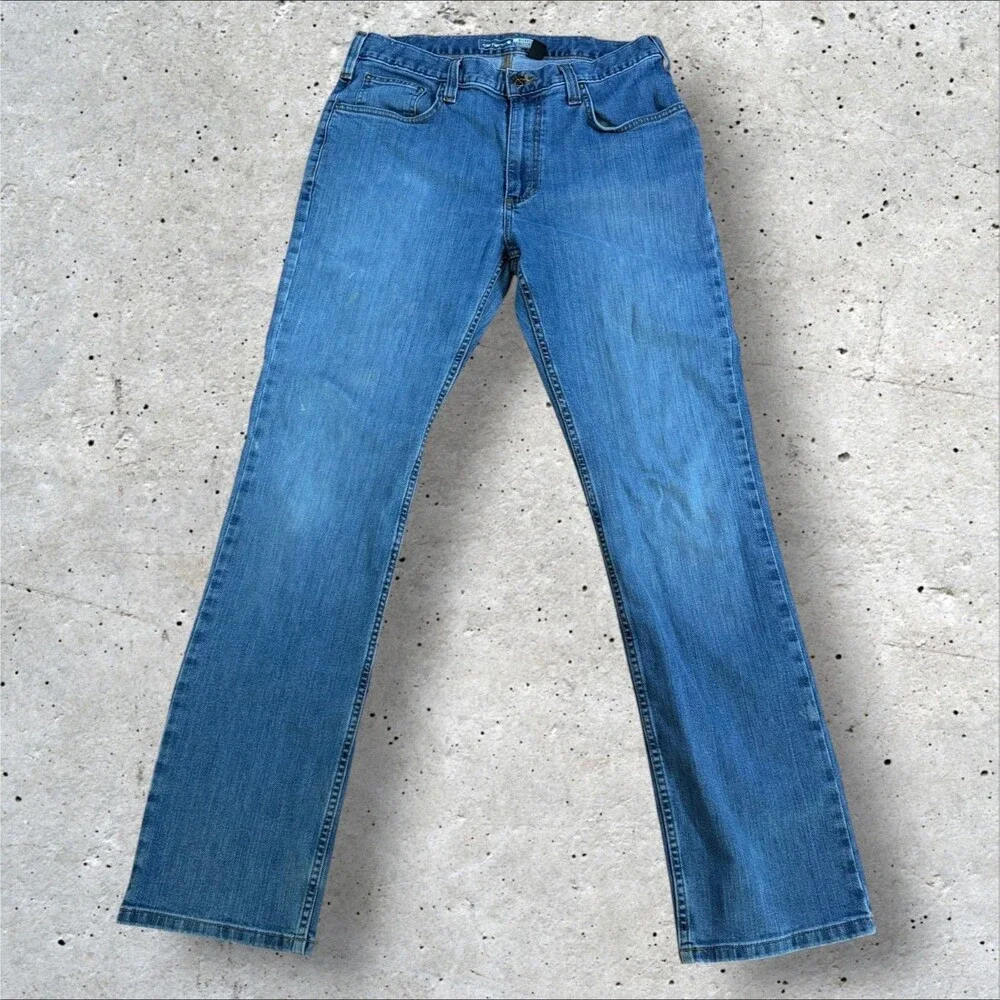Carhartt Mens Relaxed Fit Straight Leg Jeans 34x34 Blue Denim Workwear Pants